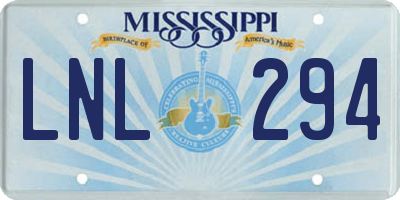 MS license plate LNL294