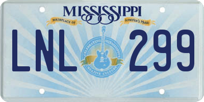 MS license plate LNL299
