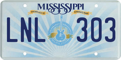 MS license plate LNL303