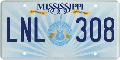 MS license plate LNL308