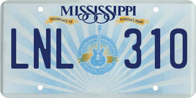 MS license plate LNL310