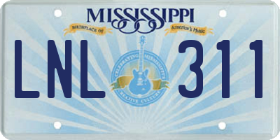MS license plate LNL311