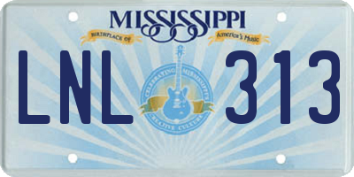 MS license plate LNL313