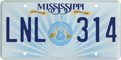 MS license plate LNL314