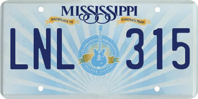MS license plate LNL315
