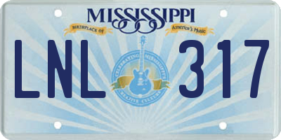MS license plate LNL317
