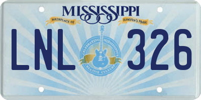 MS license plate LNL326