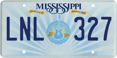 MS license plate LNL327