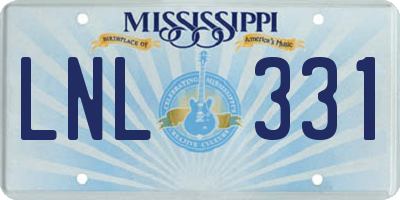 MS license plate LNL331