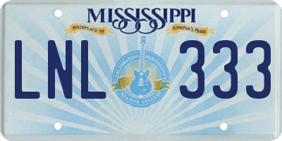 MS license plate LNL333