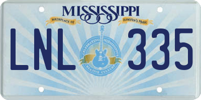 MS license plate LNL335