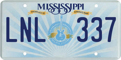 MS license plate LNL337