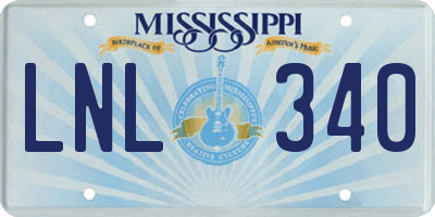 MS license plate LNL340