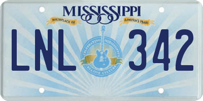 MS license plate LNL342