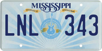 MS license plate LNL343