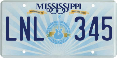 MS license plate LNL345