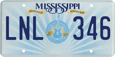 MS license plate LNL346