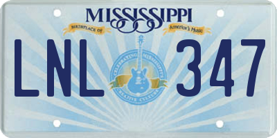 MS license plate LNL347