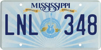 MS license plate LNL348