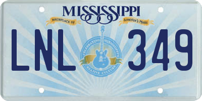 MS license plate LNL349