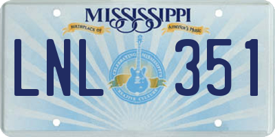 MS license plate LNL351