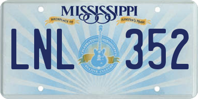 MS license plate LNL352