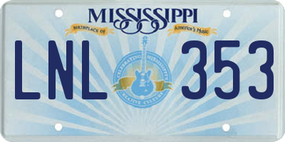 MS license plate LNL353
