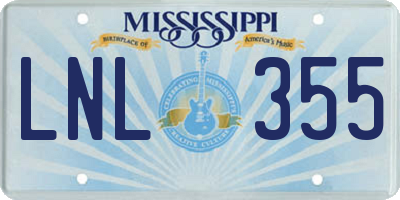 MS license plate LNL355