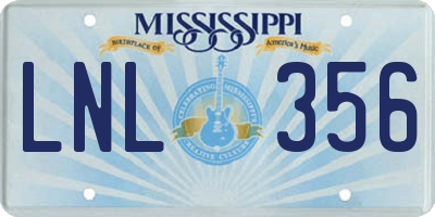 MS license plate LNL356