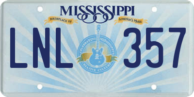 MS license plate LNL357
