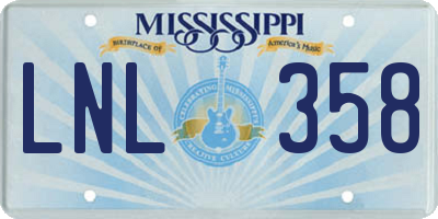 MS license plate LNL358