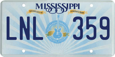 MS license plate LNL359
