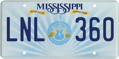 MS license plate LNL360