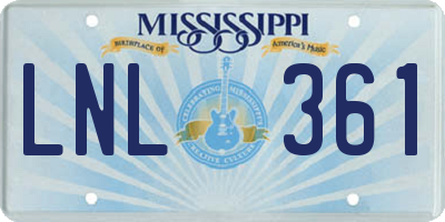 MS license plate LNL361