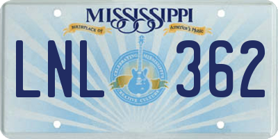 MS license plate LNL362