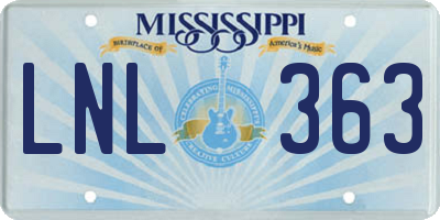 MS license plate LNL363