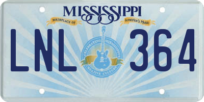 MS license plate LNL364