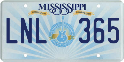 MS license plate LNL365