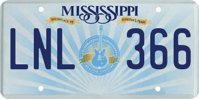 MS license plate LNL366