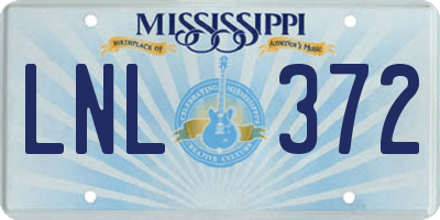 MS license plate LNL372