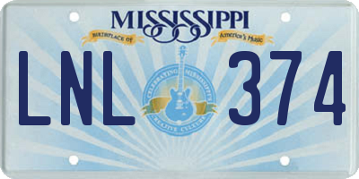 MS license plate LNL374