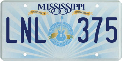 MS license plate LNL375