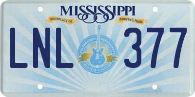 MS license plate LNL377
