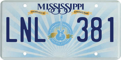 MS license plate LNL381