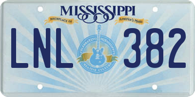 MS license plate LNL382