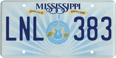 MS license plate LNL383