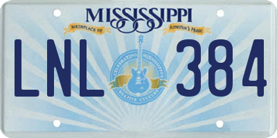 MS license plate LNL384