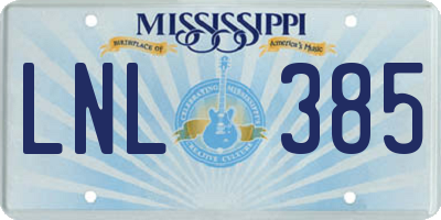 MS license plate LNL385