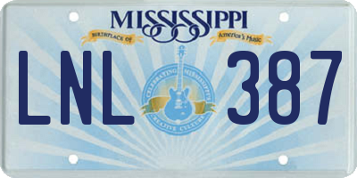 MS license plate LNL387