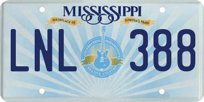 MS license plate LNL388